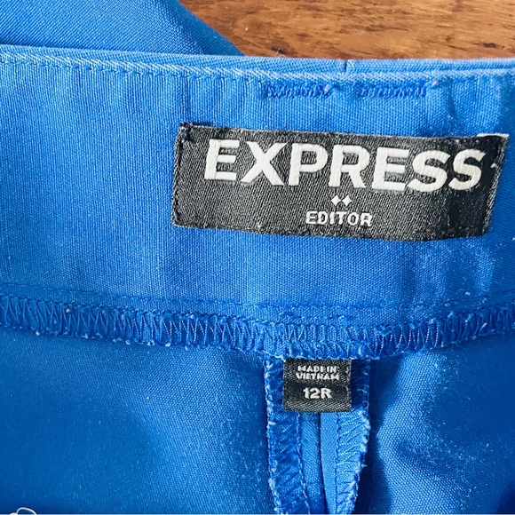 Express Editor Cobalt Blue Slim Fit Cropped Pants - Picture 3 of 4